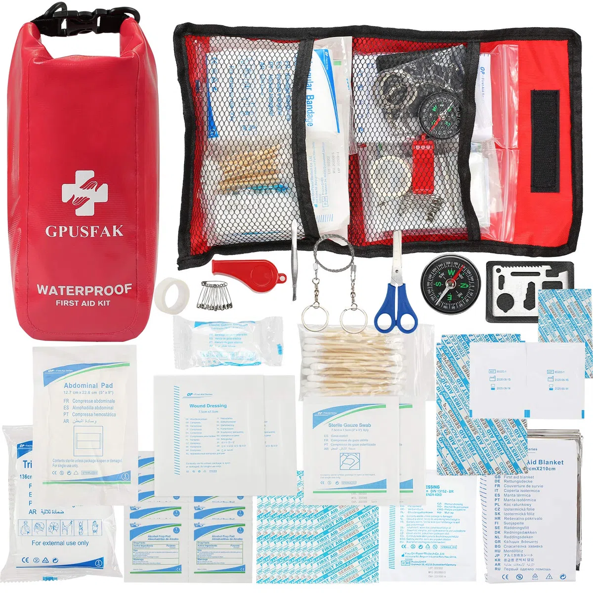 103-teiliges Boot-Notfallset 2-in-1 wasserdichtes Erste-Hilfe-Set